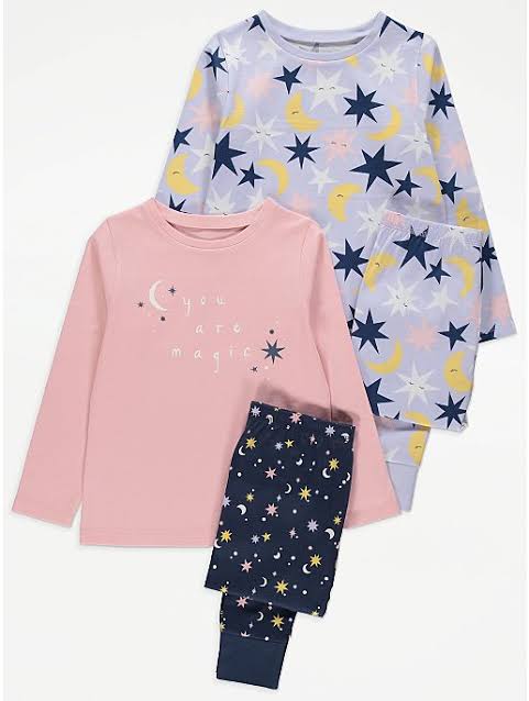 GEORGE- Pink Magic Moon and Stars Pyjamas 2 Pack