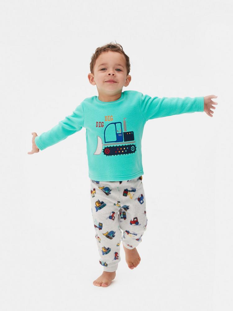 Digger Appliqué Fleece Pajamas