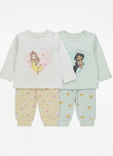 George Disney Princess Long Sleeve Yellow Pyjamas 2 Pack