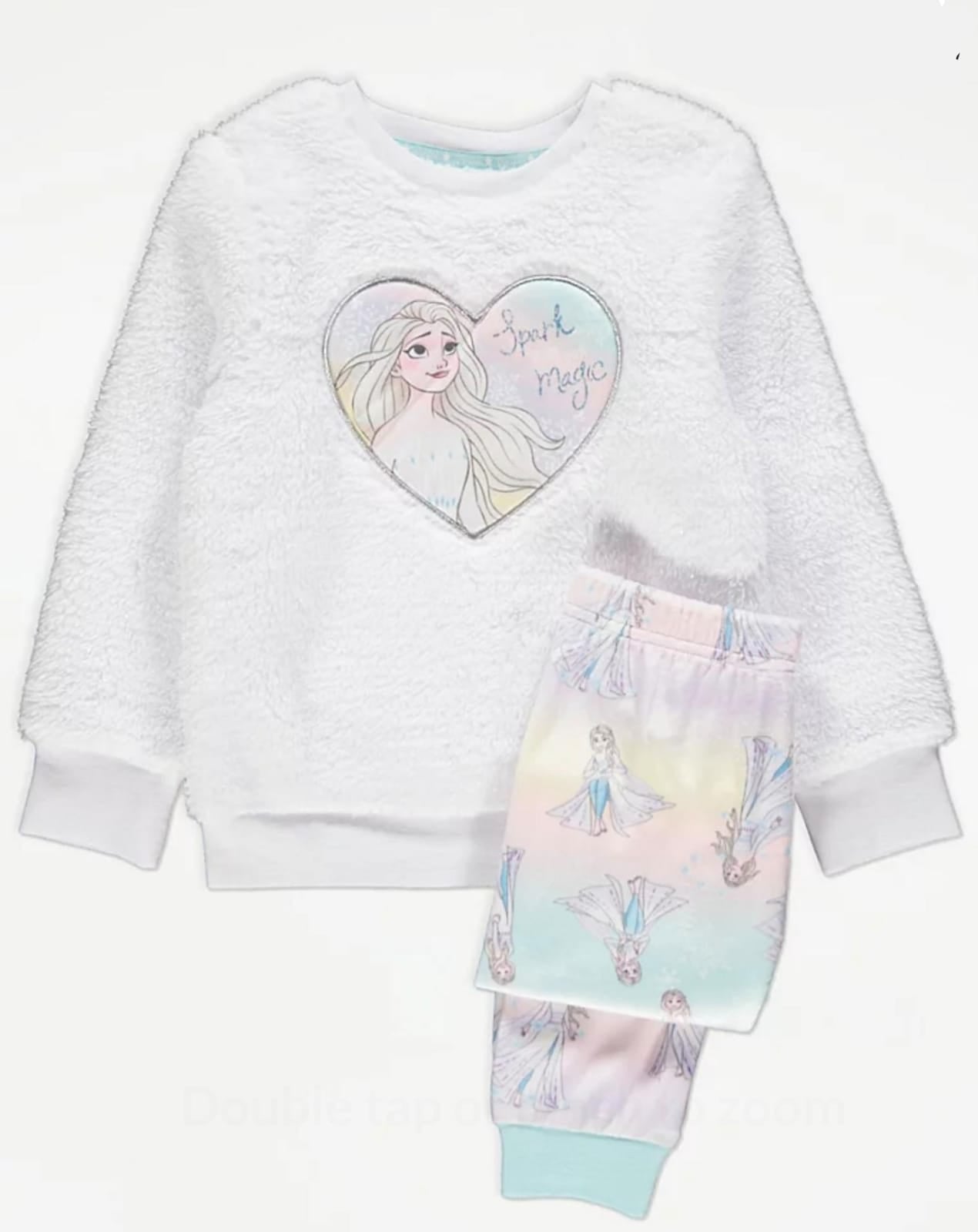 George Frozen Elsa Magic White Fleece Sparkle Pyjamas Gift Set