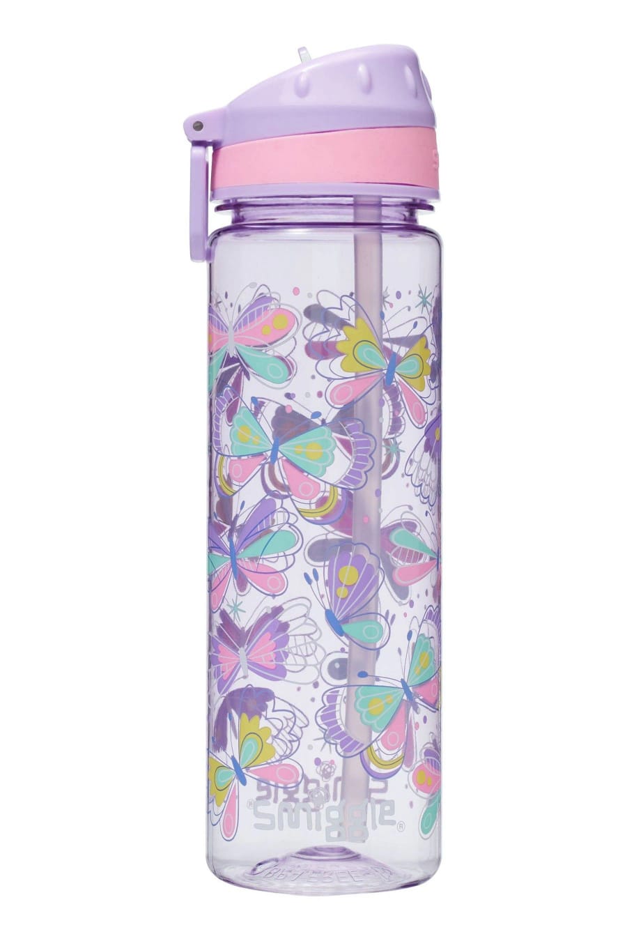 Smiggle Purple Flutter Drink Up Plastic Drink Bottle 650Ml